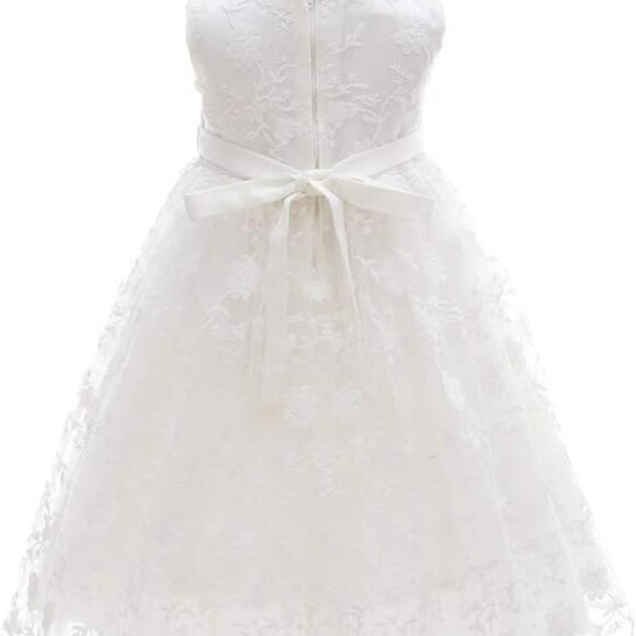 Xopzsiay Girls Floral Embroidered  Sleeveless Christening Baptism Tulle Dress - Picture 2 of 3